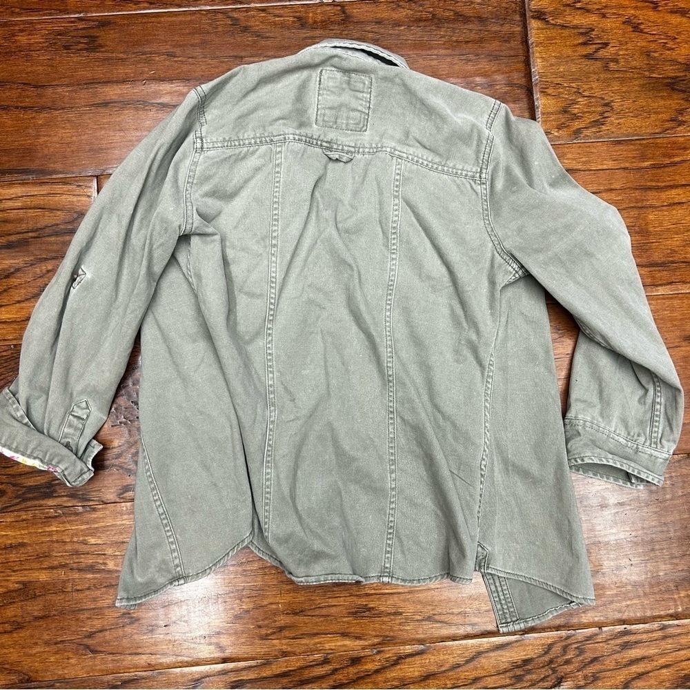 Hollister true Vintage Y2K Olive Green Military Utility Button Down Shacket S - Picture 2 of 4